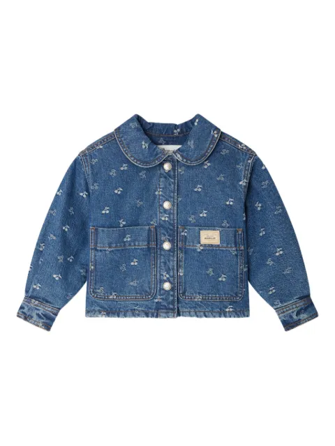 Bonpoint cherry-embellished denim jacket