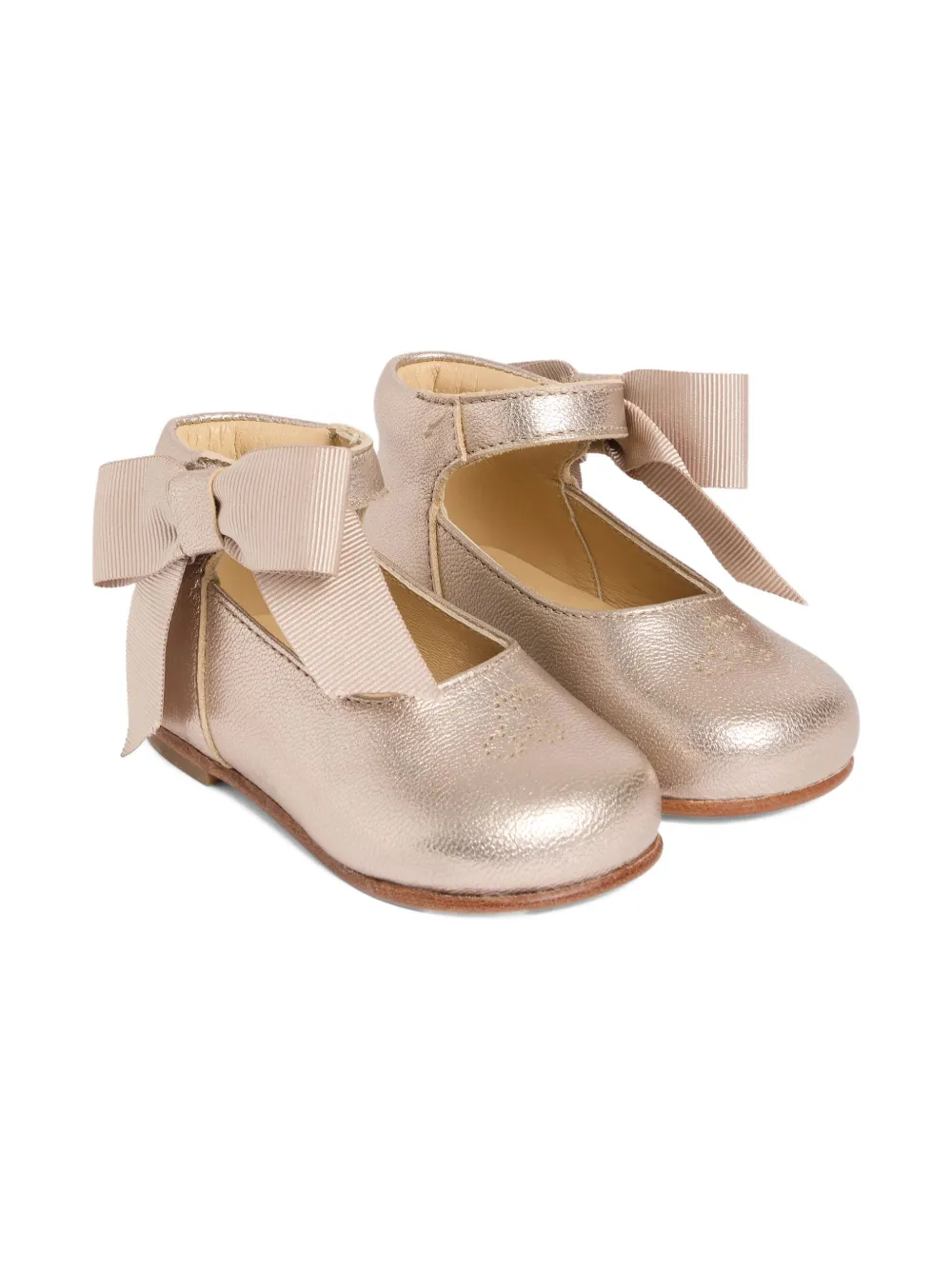 Bonpoint bow-embellished leather ballet flats Pink