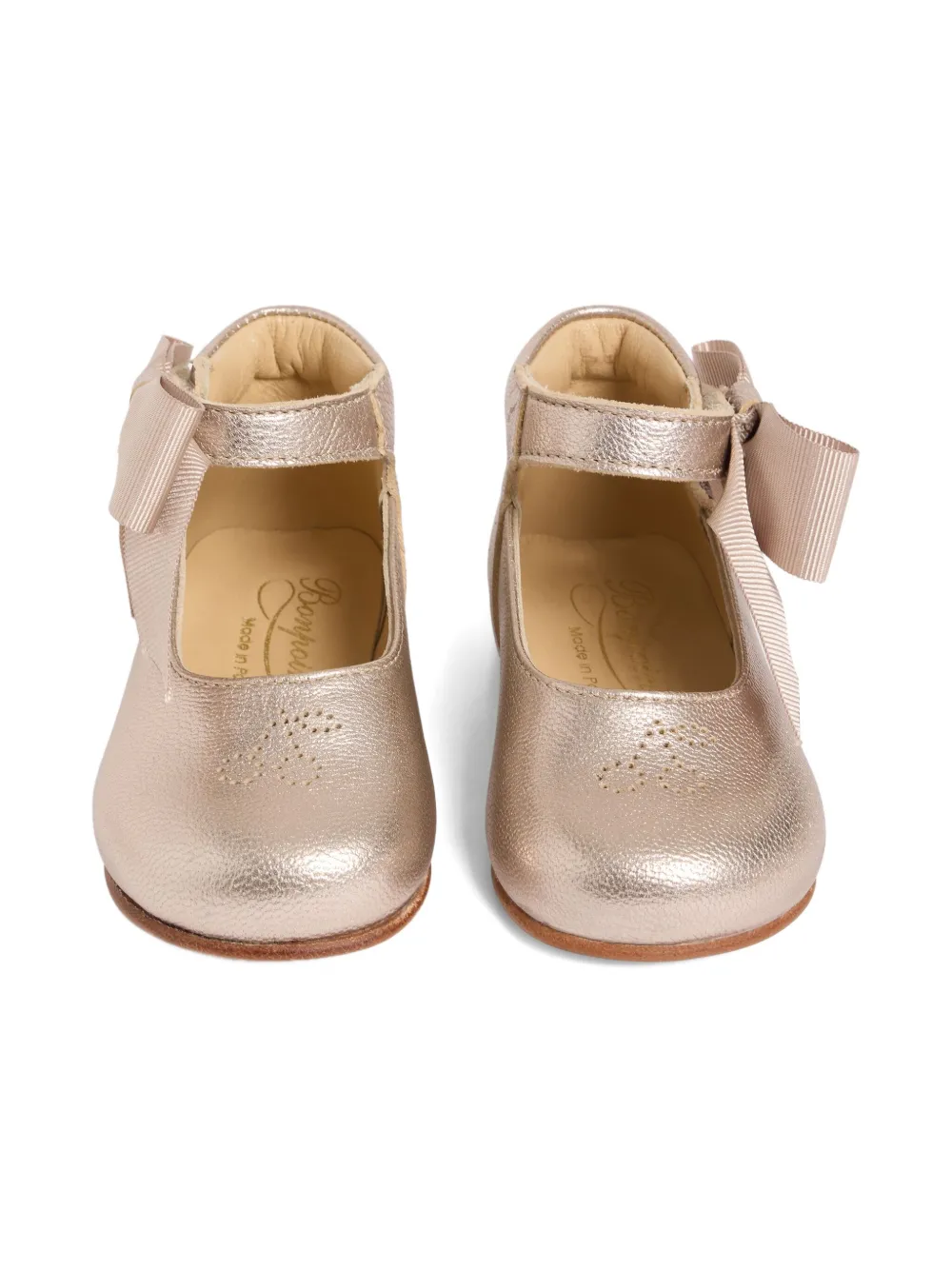 Bonpoint Leren ballerina's verfraaid met strik Roze