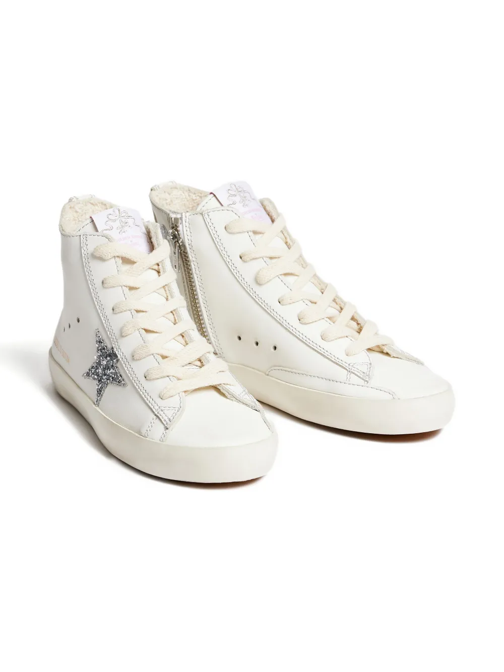 Bonpoint glitter-star zip-up sneakers White