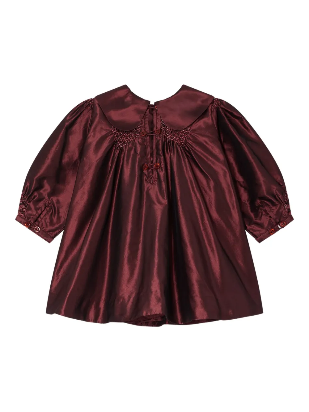 Bonpoint Jurk met Peter Pan kraag en gesmockt detail - Rood