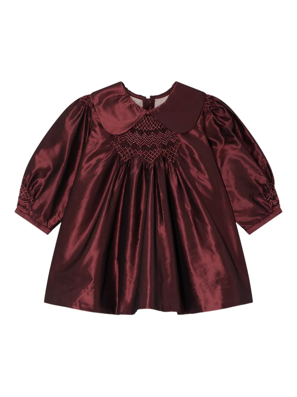 Bonpoint Jurk met Peter Pan kraag en gesmockt detail Rood