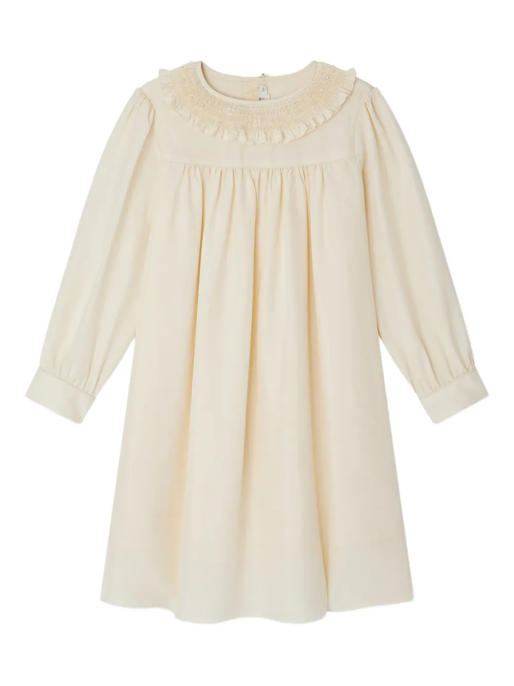 Bonpoint Gesmockte jurk verfraaid met parels Beige