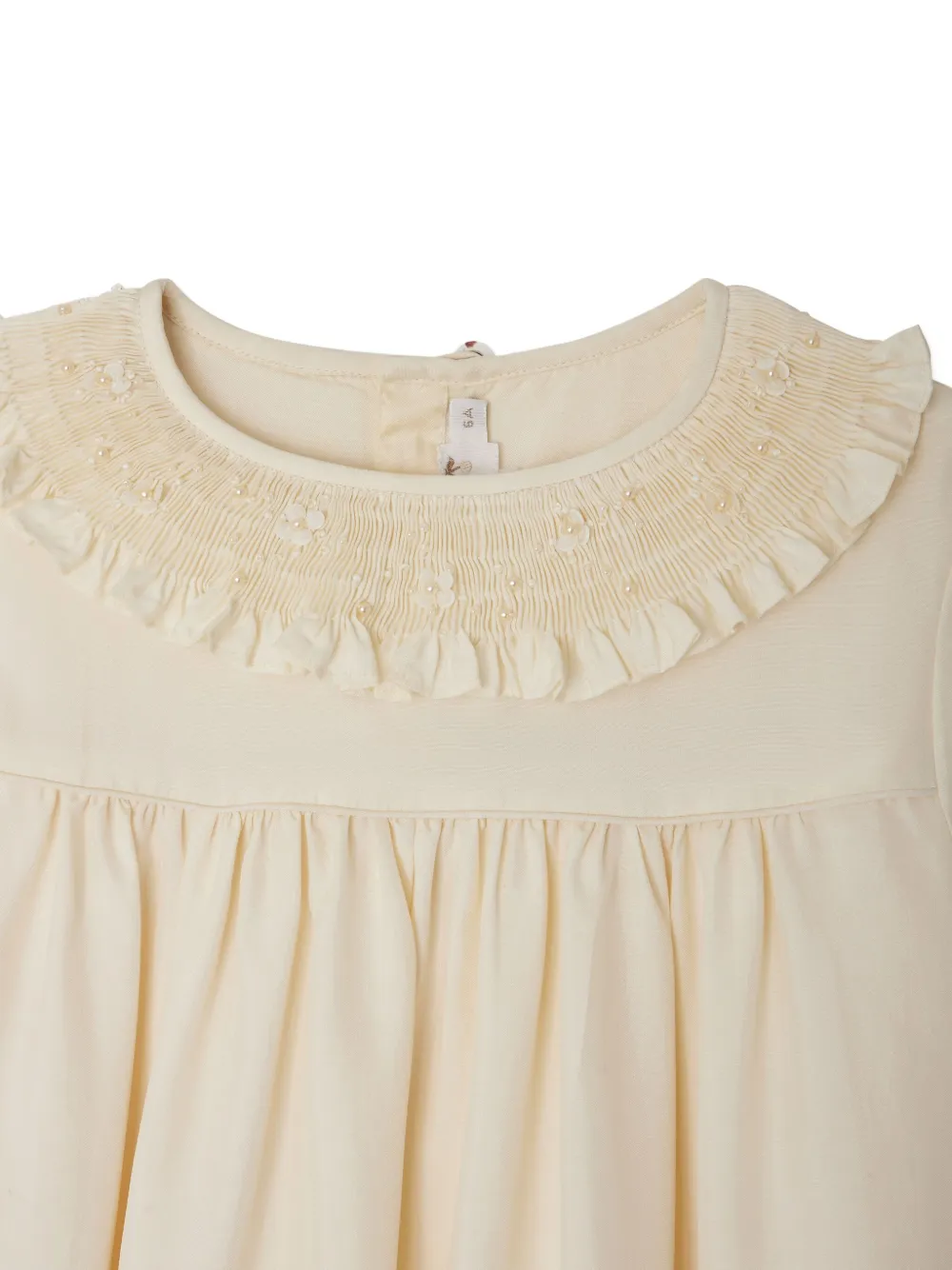 Bonpoint Gesmockte jurk verfraaid met parels Beige