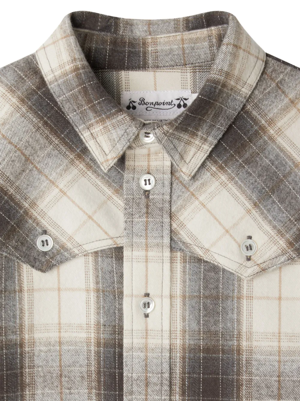 Bonpoint Jared geruit shirt met passtuk Beige