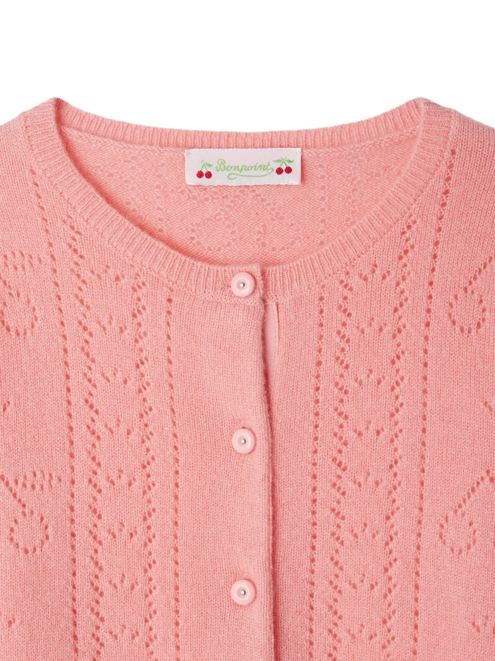 Bonpoint Kabelgebreid vest met hartpatroon Roze