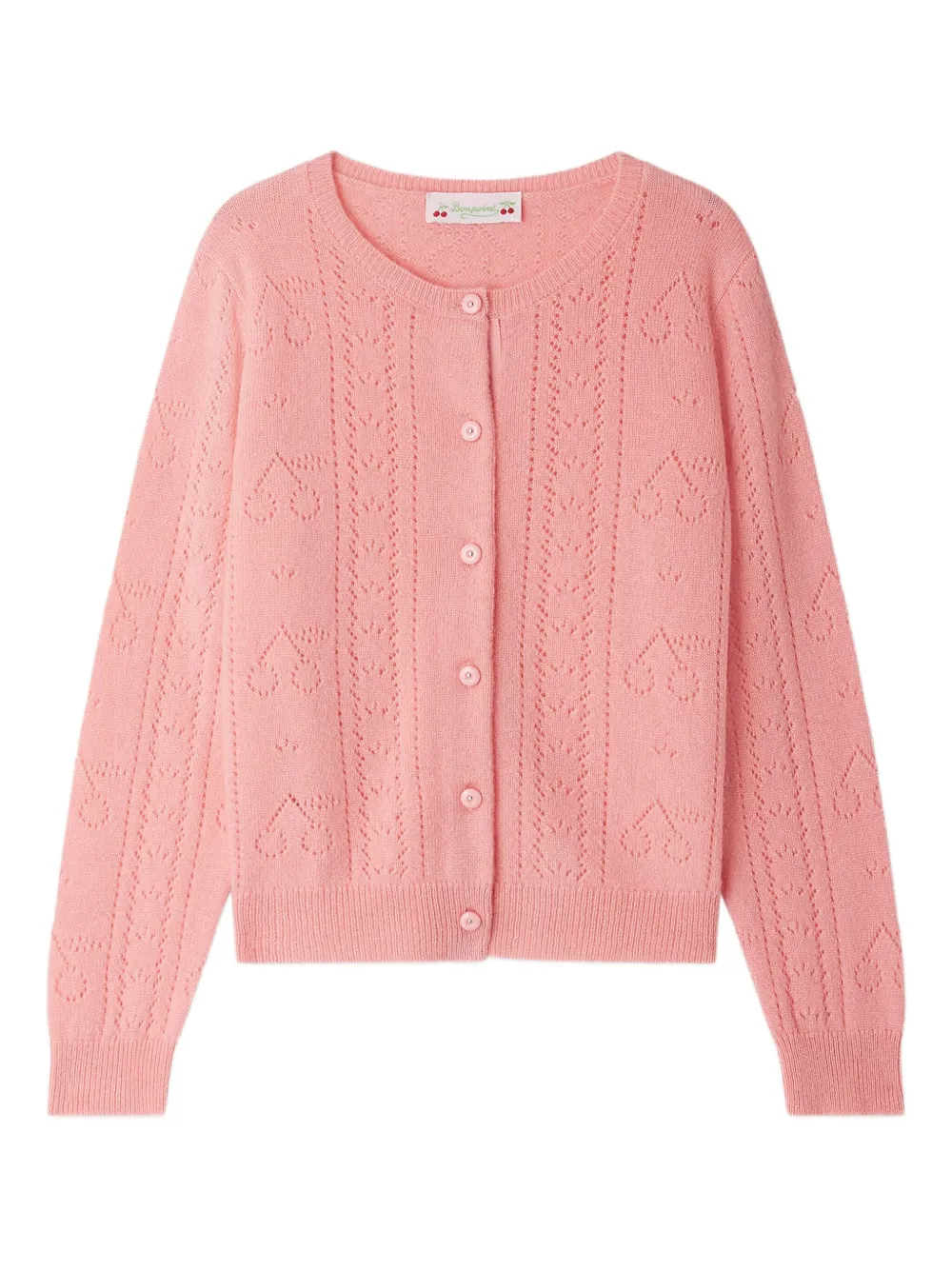 Bonpoint Kabelgebreid vest met hartpatroon Roze