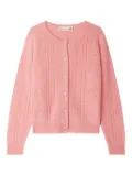Bonpoint heart-pattern cable-knit cardigan - Pink