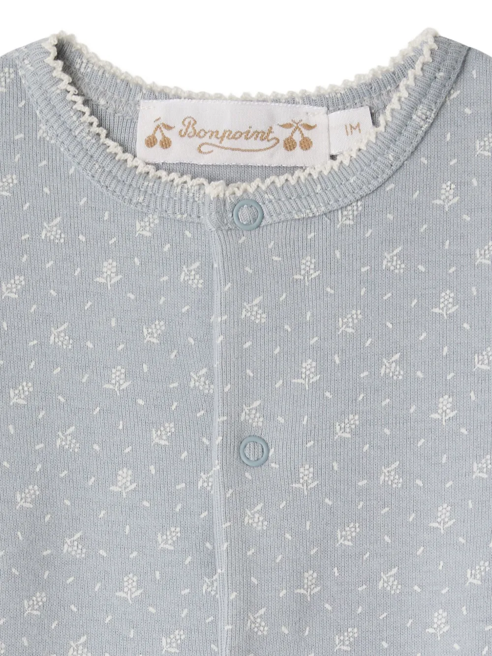 Bonpoint Pyjama met knoopsluiting en bloemenprint Blauw