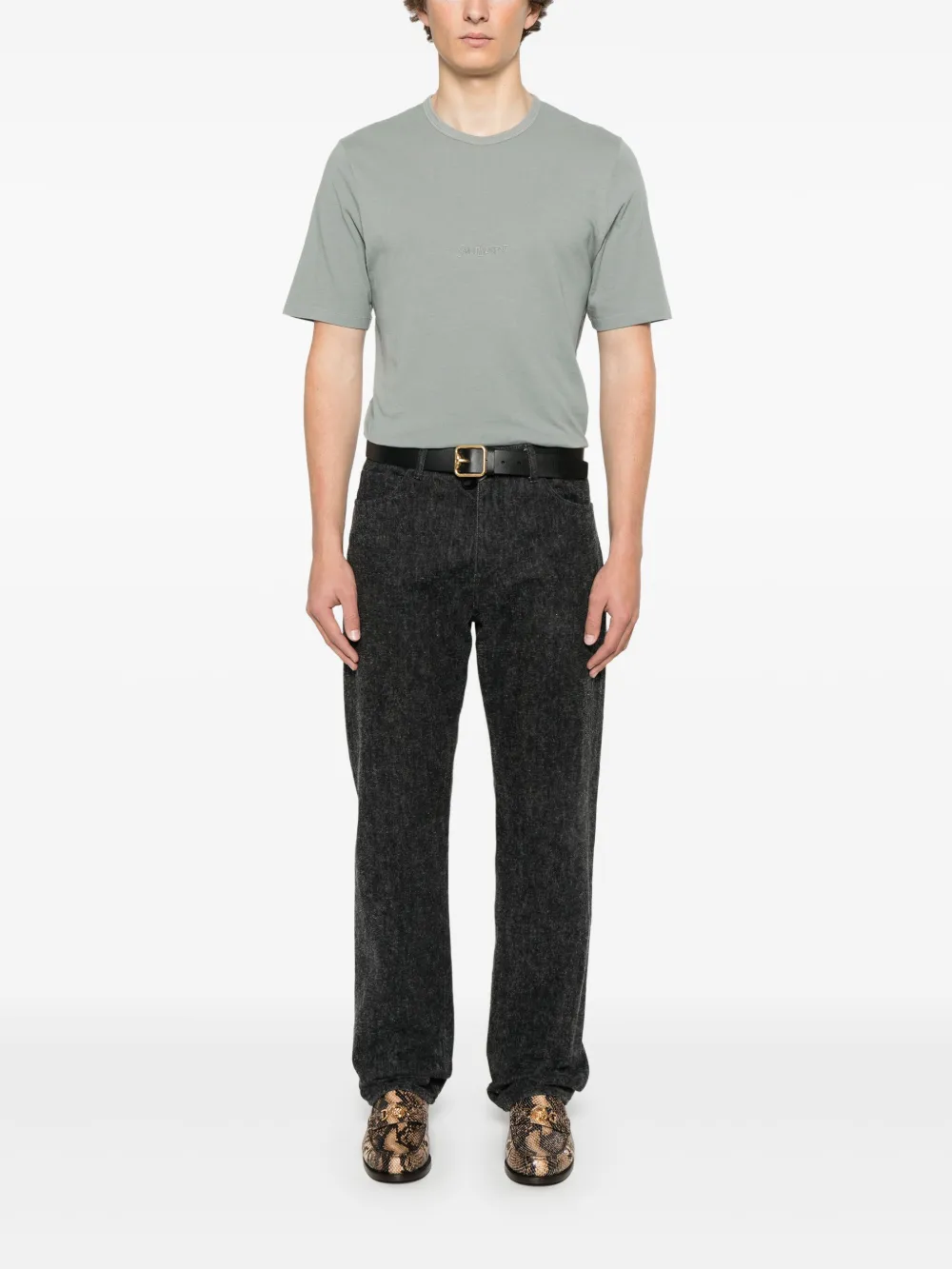 Saint Laurent T-shirt met geborduurd logo - Grijs