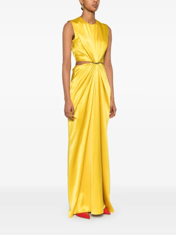 【送料&関税込】Max Mara panaro Dress Panaro draped cutout silk maxi dress in yellow - Max Mara