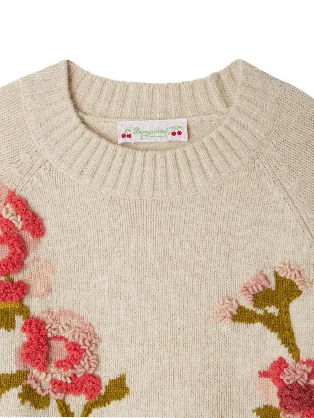 Bonpoint Gillia trui met geborduurde bloemen Beige