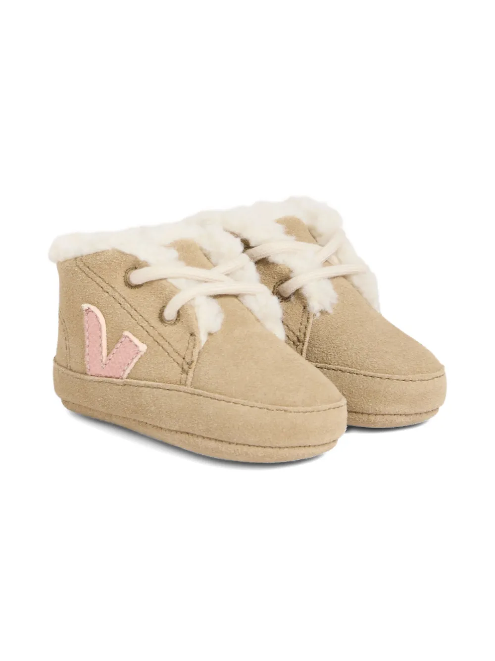 Bonpoint v-logo lace-up fastening shoes Neutrals