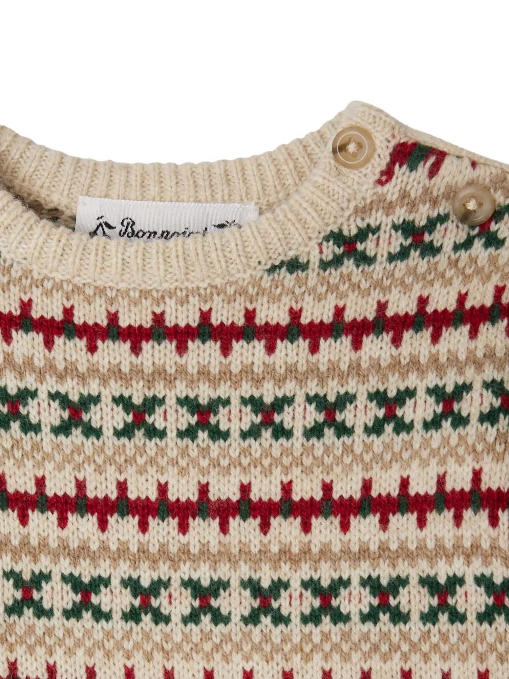 Bonpoint Fair-Isle trui met knopenbies Beige