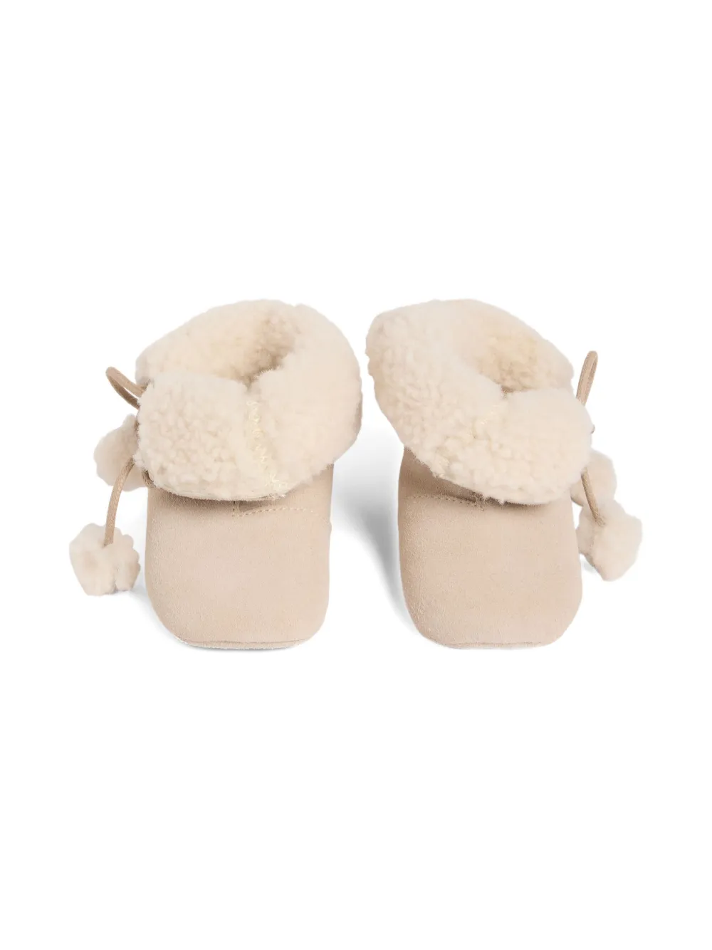 Bonpoint pom-pom suede booties Neutrals