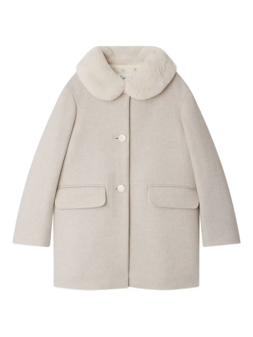 Bonpoint Jas met kraag van imitatiebont Beige