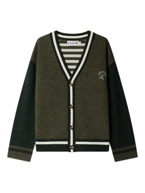 Bonpoint Julian striped-panel wool cardigan