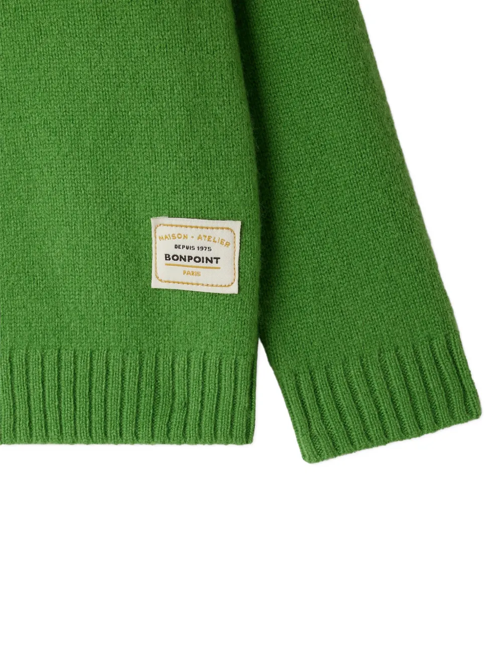 Bonpoint Jason wollen trui met elleboogpatch Groen