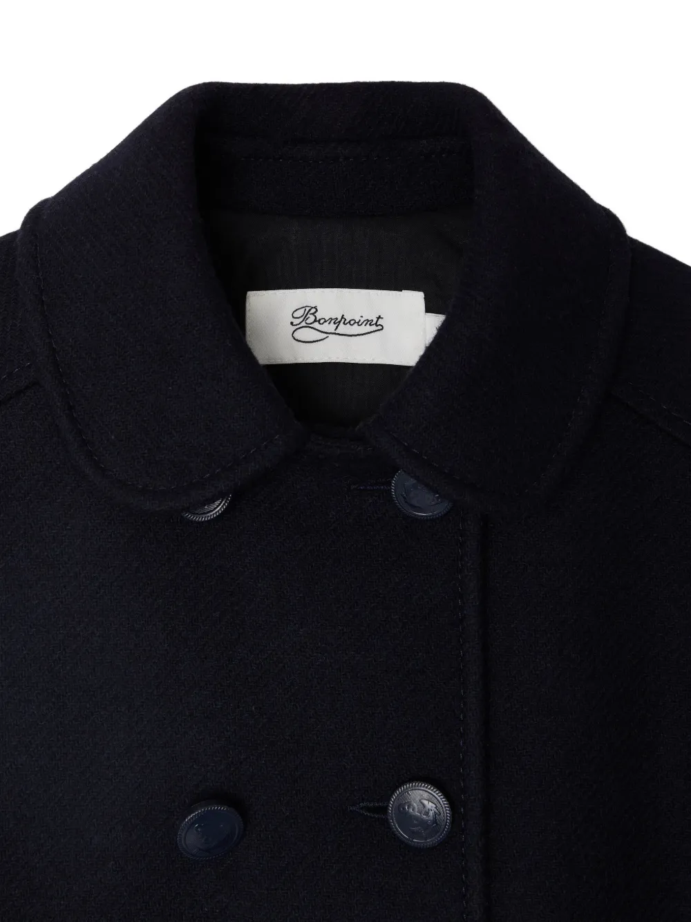 Bonpoint Jas met dubbele rij knopen en knoopdetail Blauw