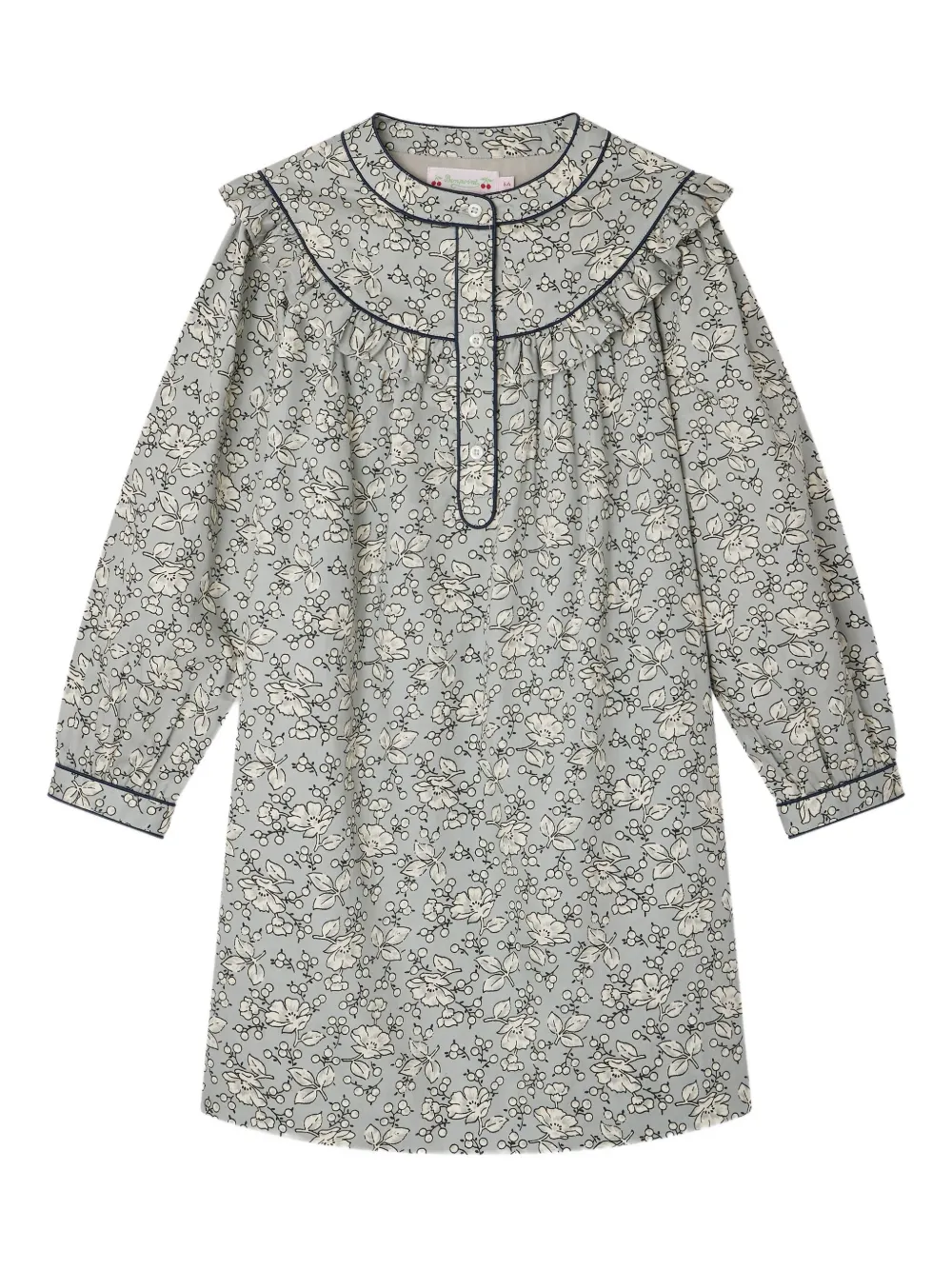 Bonpoint Katoenen jurk met bloe print Grijs