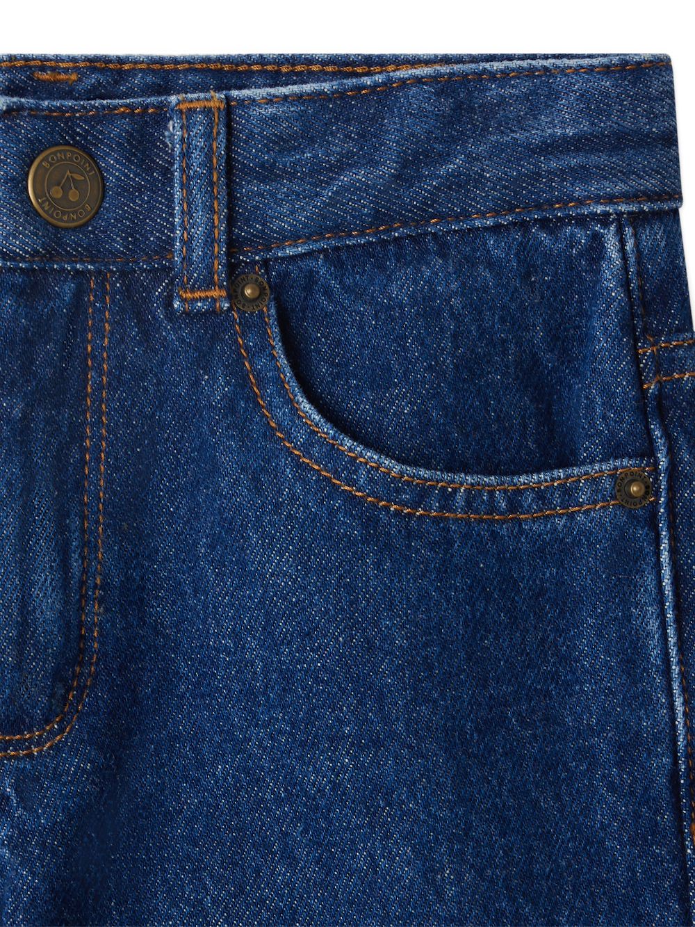 Bonpoint Jeans met vijf zakken en gegraveerde knoop Blauw