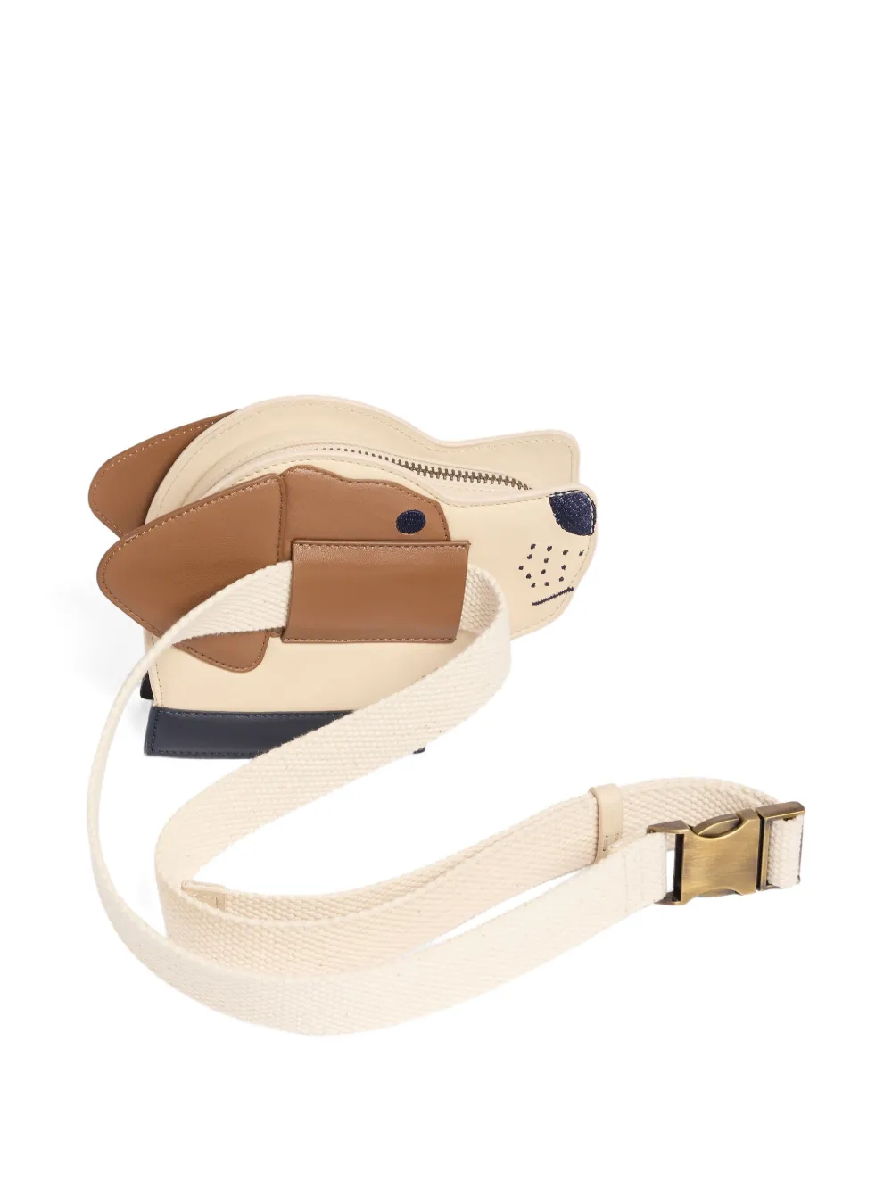Bonpoint Hondvormige leren heuptas Beige