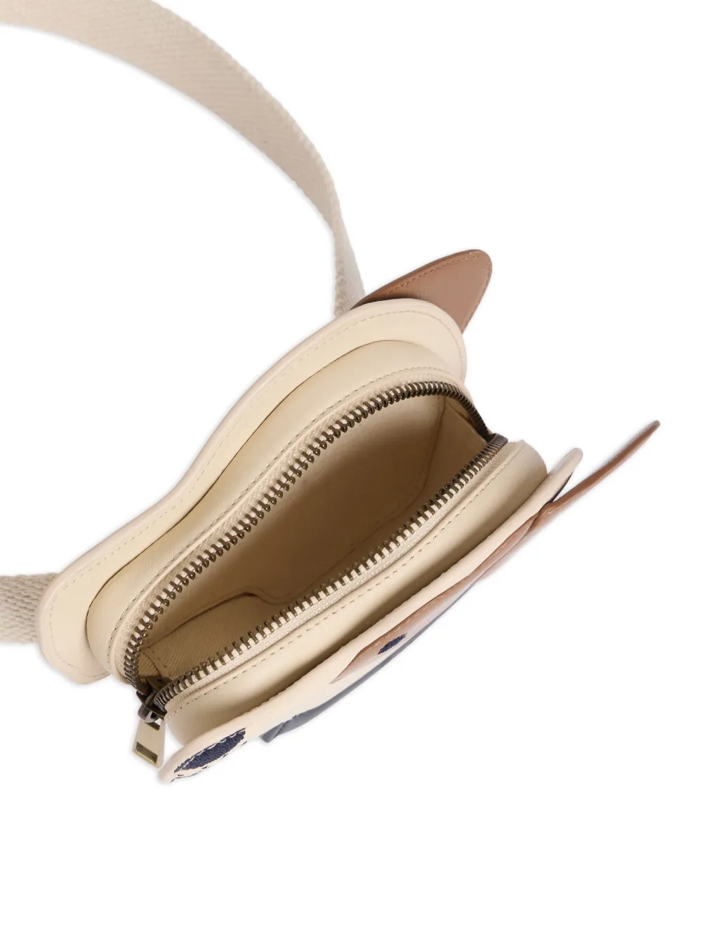 Bonpoint Hondvormige leren heuptas Beige