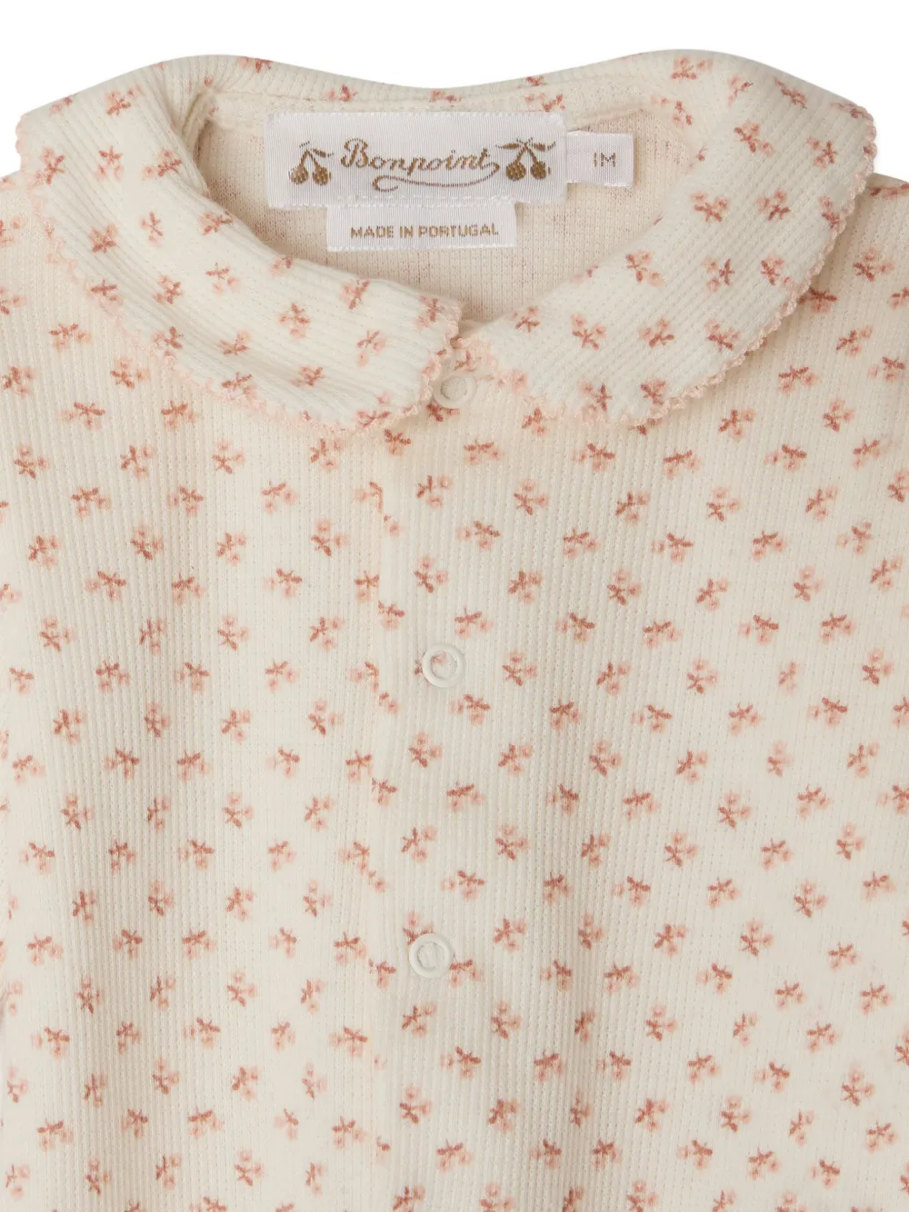 Bonpoint Pyjama met bloemenprint en ronde kraag Beige