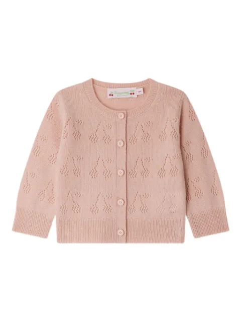 Bonpoint cherry-pattern button cardigan