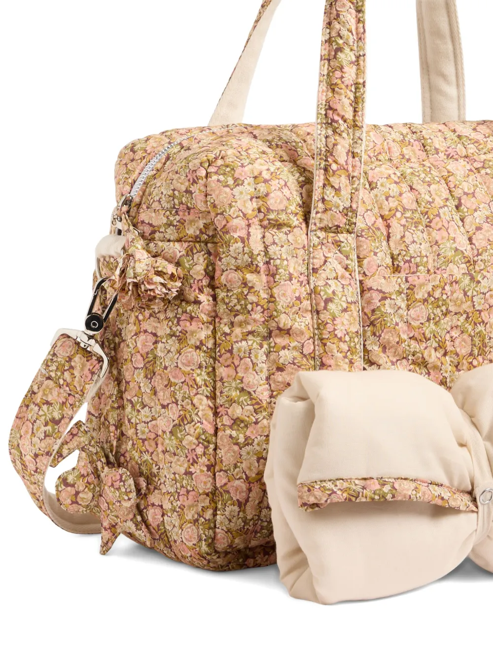 Bonpoint Piou Floral-print Quilted Changing Bag In Neutral