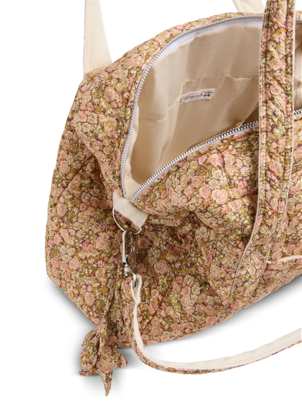Bonpoint Piou Floral-print Quilted Changing Bag In Neutral