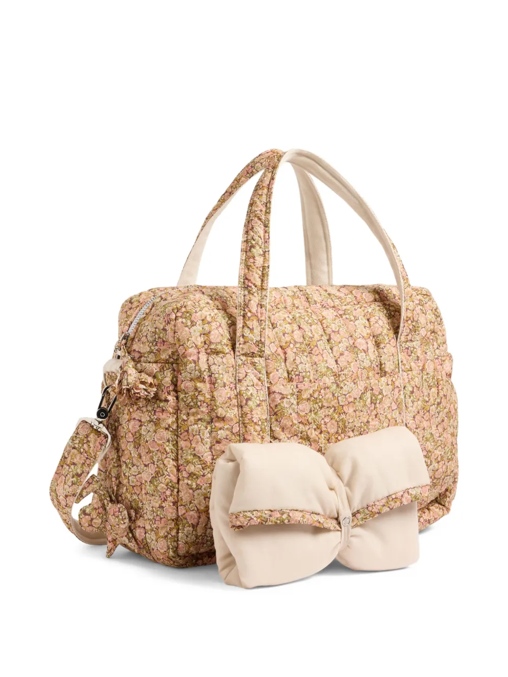 Bonpoint Piou Floral-print Quilted Changing Bag In Neutral