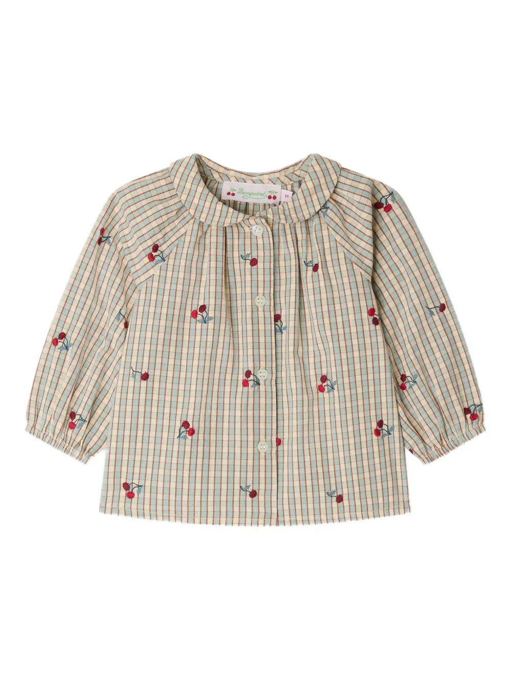 Bonpoint Shirt met gingham ruit Beige