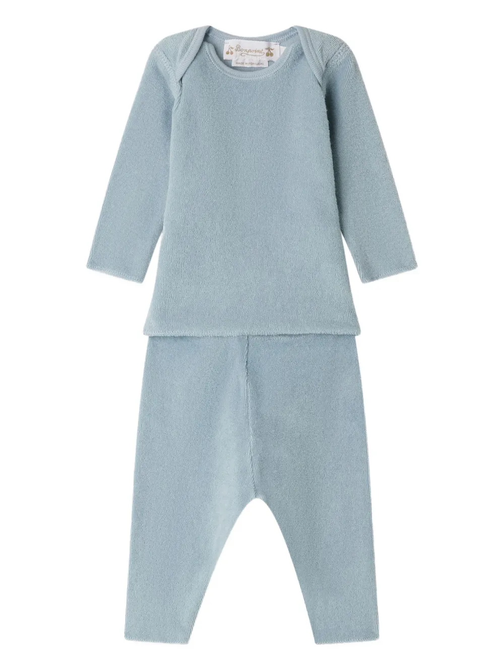Bonpoint long-sleeve organic cotton trousers set | Blue | Image 1