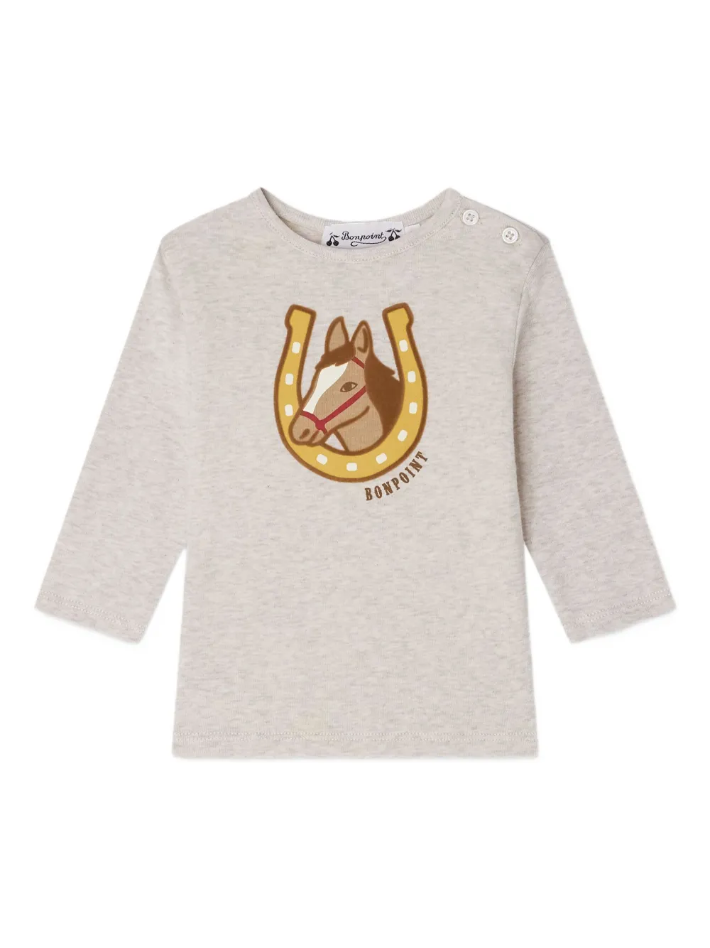 Bonpoint T-shirt met paardenkop print Beige