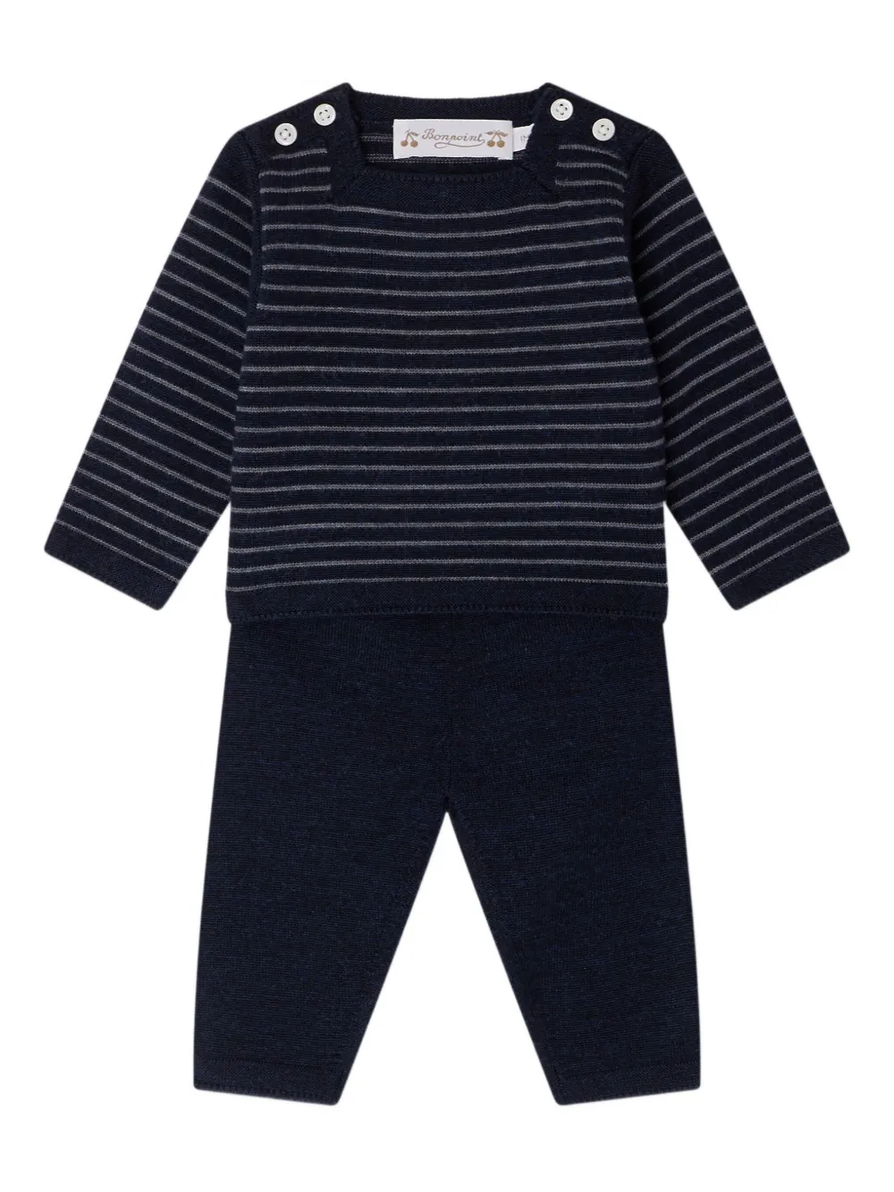Bonpoint Joe gestreepte wollen sweater-broek set Blauw