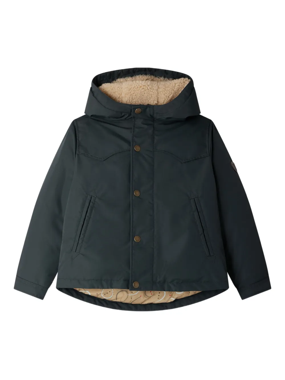 Bonpoint Jas met capuchon en knoopsluiting Grijs