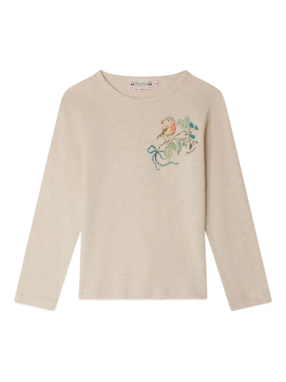 Bonpoint Top met vogelprint en lange mouwen Beige