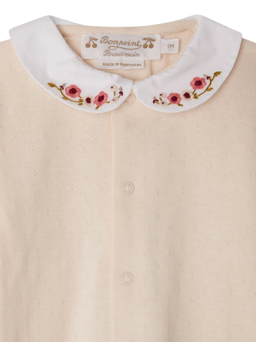 Bonpoint Pyjama met geborduurde kraag Beige