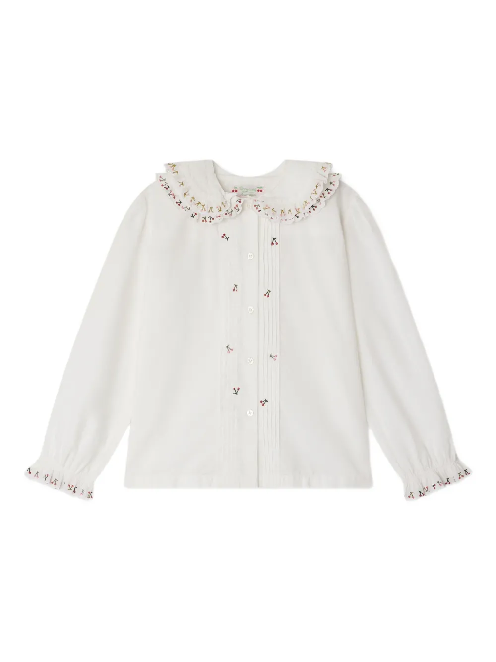 Bonpoint ruffled cherry-embroidered blouse | White | Image 1