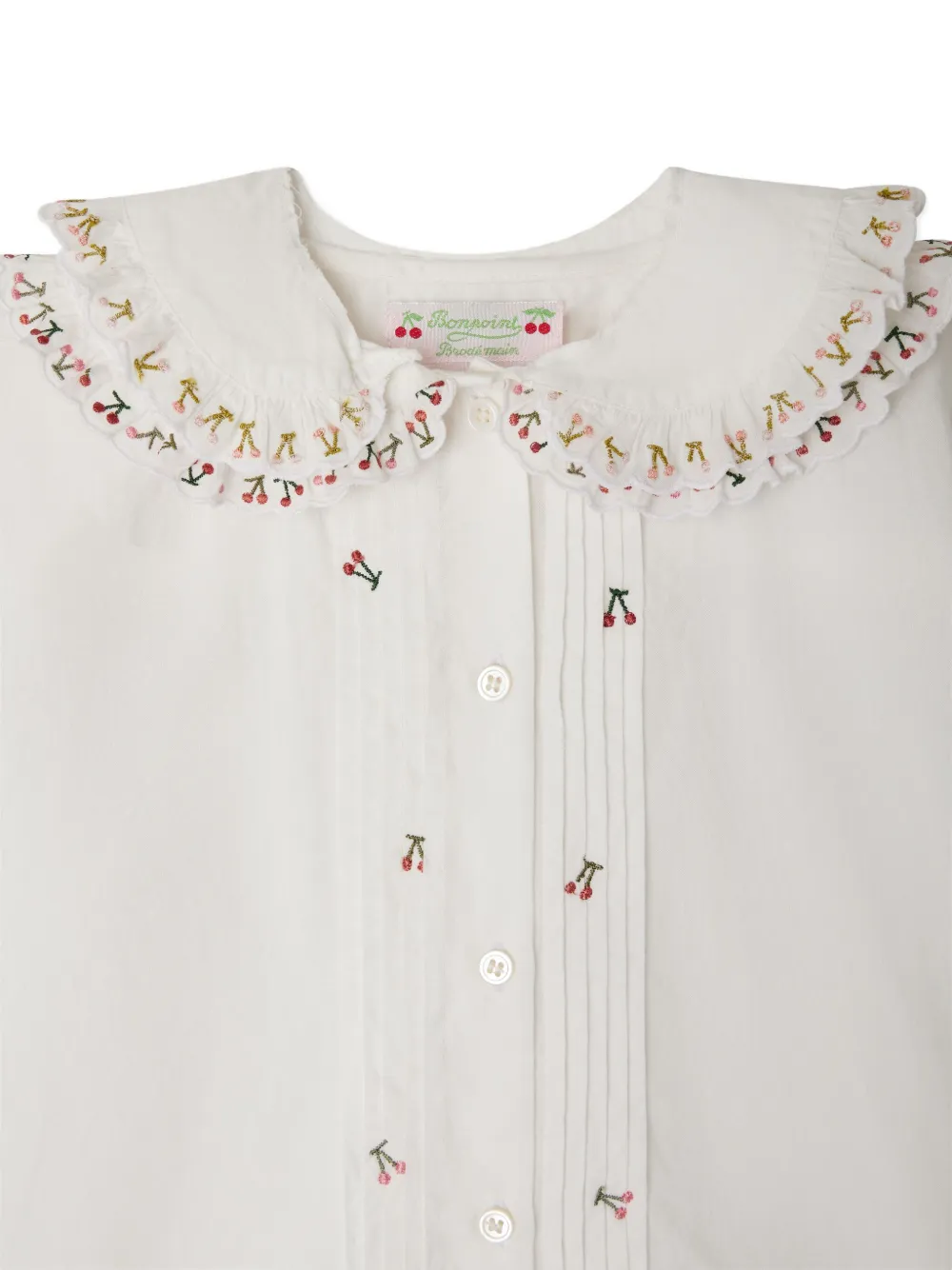 Bonpoint Shirt met geborduurde kersen en ruches Wit