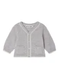 Bonpoint patch-pocket button cardigan - Grey
