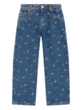 Bonpoint cherry embroidery jeans - Blue