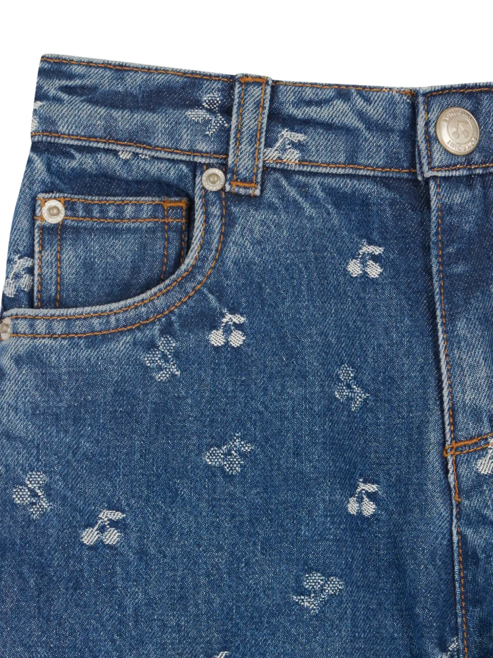 Bonpoint Jeans met geborduurde kers Blauw