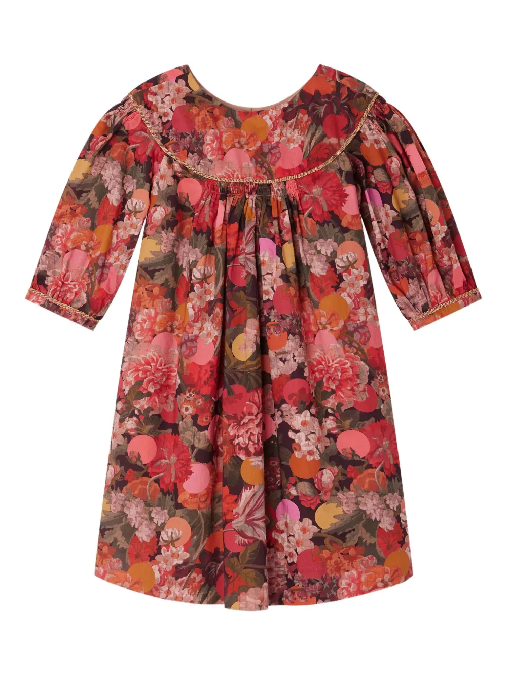 Bonpoint Jurk met ronde kraag en bloemenprint Roze