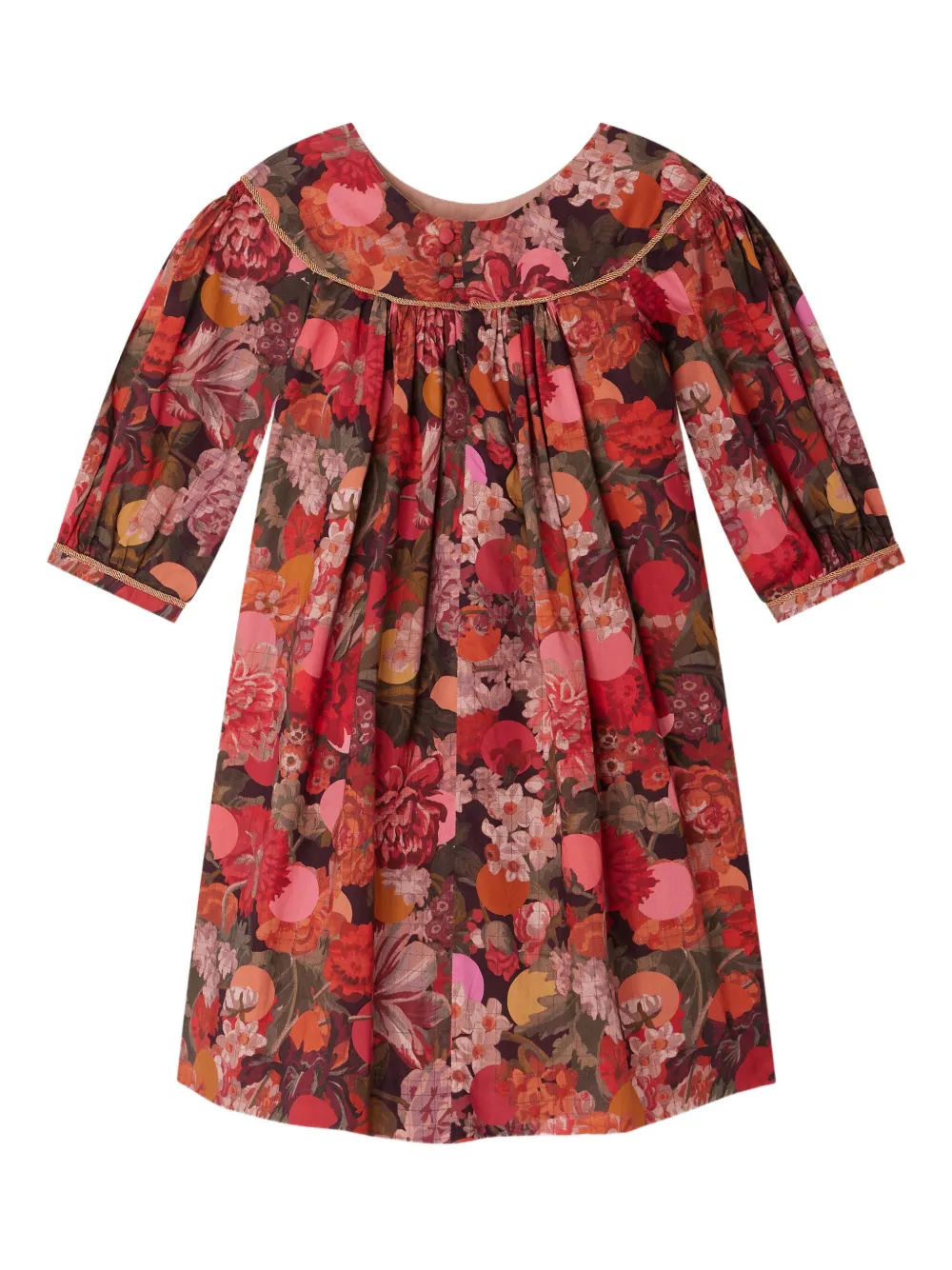 Bonpoint Jurk met ronde kraag en bloe print Roze