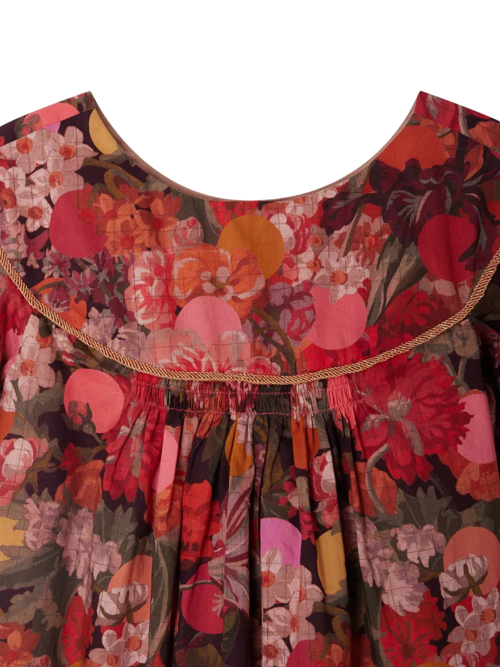 Bonpoint Jurk met ronde kraag en bloemenprint Roze