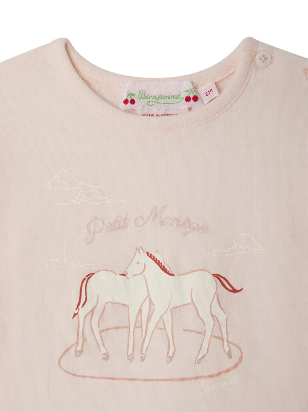 Bonpoint T-shirt met paardenprint en lange mouwen Roze