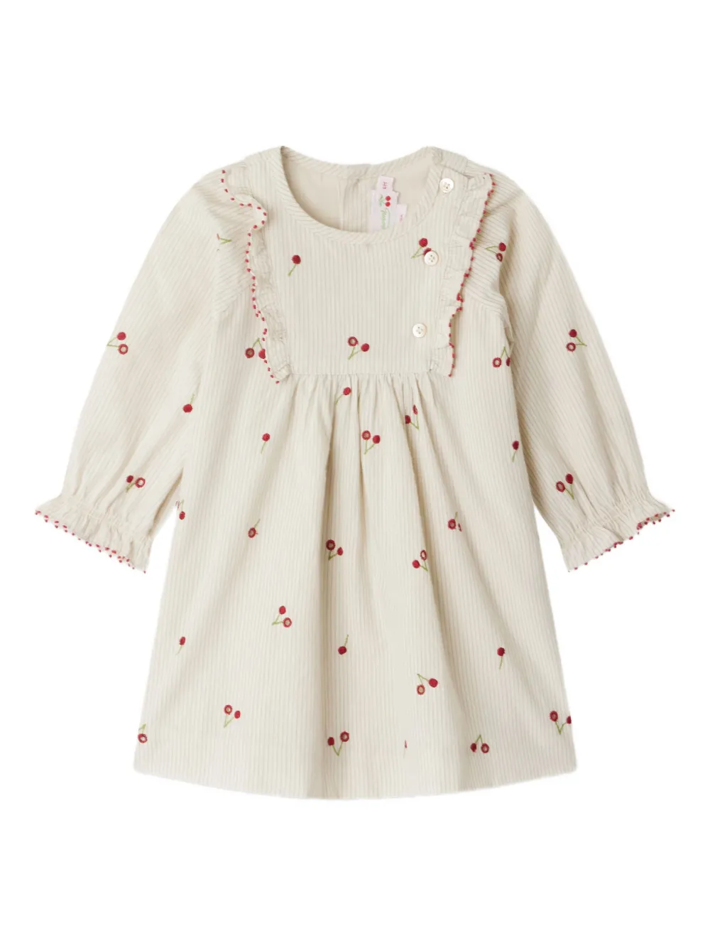 Bonpoint cherry-embellishment ruffled dress | Neutrals | Image 1