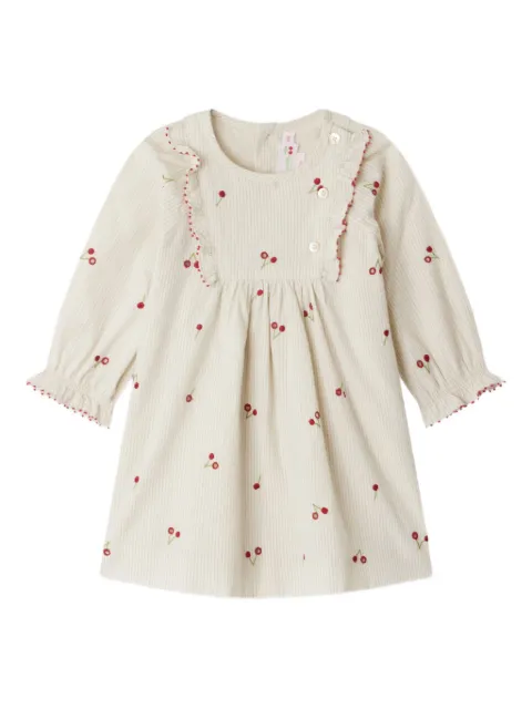Bonpoint cherry-embellishment ruffled dress